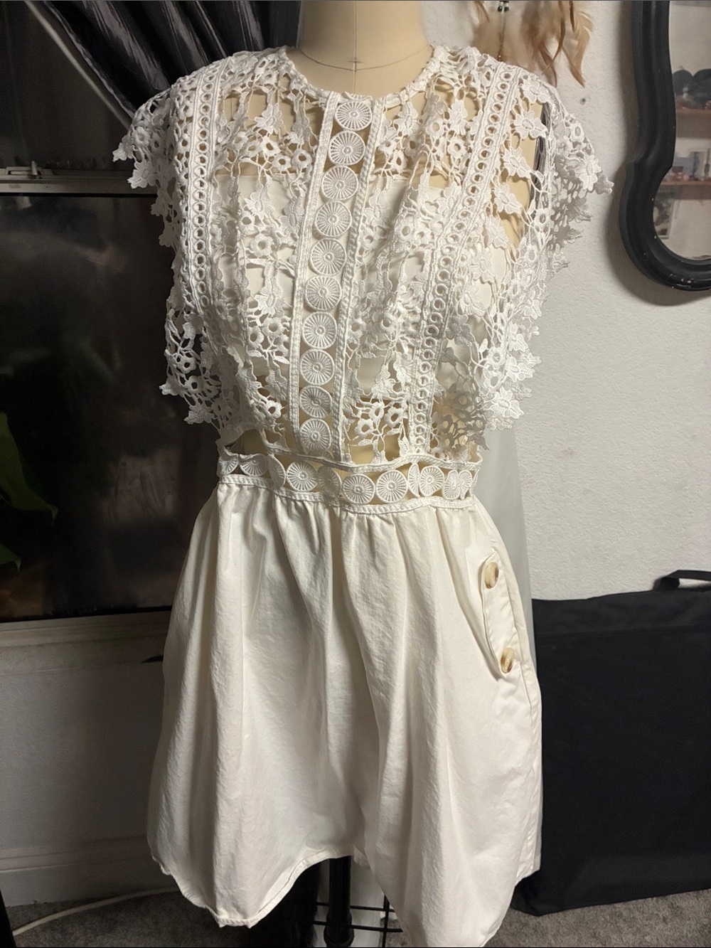 ambition White Lace-Top Midi Dress